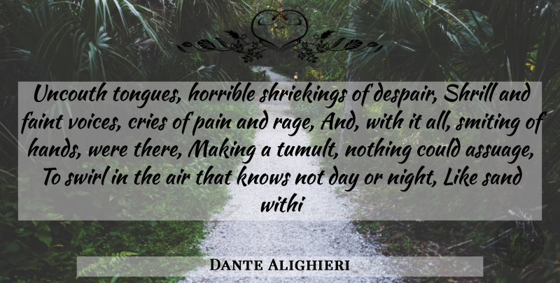 Dante Alighieri Quote About Air, Cries, Faint, Horrible, Knows: Uncouth Tongues Horrible Shriekings Of...
