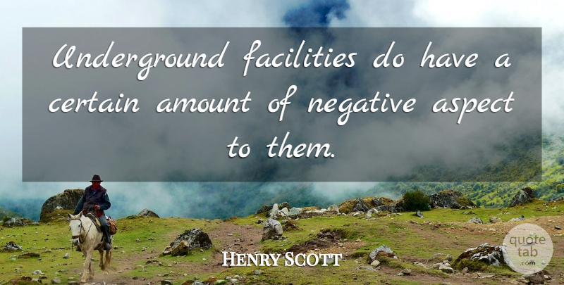 Henry Scott Quote About Amount, Aspect, Certain, Facilities, Negative: Underground Facilities Do Have A...