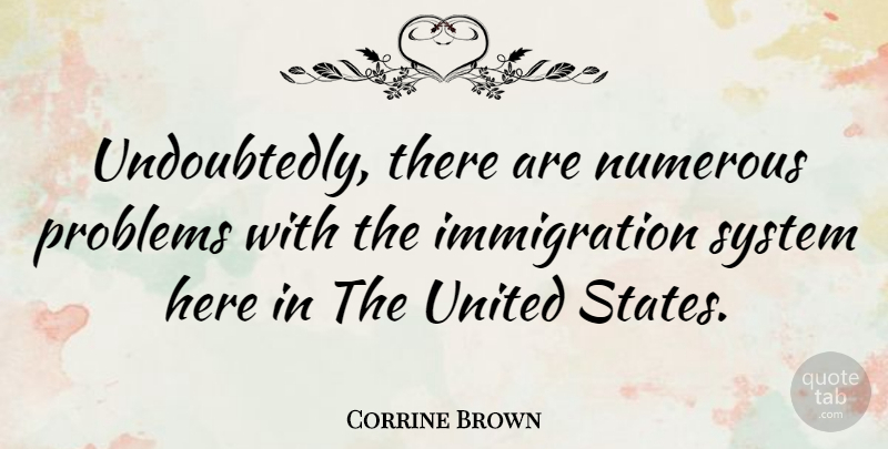 Corrine Brown Quote About Usa, Immigration, United States: Undoubtedly There Are Numerous Problems...