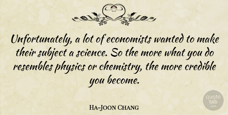 Ha-Joon Chang Quote About Credible, Economists, Resembles, Science, Subject: Unfortunately A Lot Of Economists...