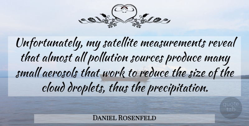 Daniel Rosenfeld Quote About Almost, Cloud, Pollution, Produce, Reduce: Unfortunately My Satellite Measurements Reveal...