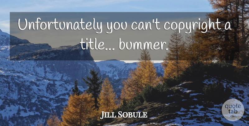Jill Sobule Quote About Titles, Copyright, Bummer: Unfortunately You Cant Copyright A...