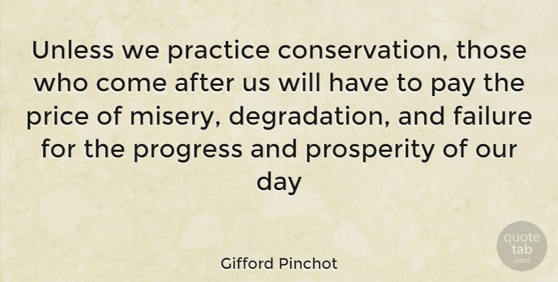 Gifford Pinchot Quote About Practice, Pay The Price, Progress: Unless We Practice Conservation Those...