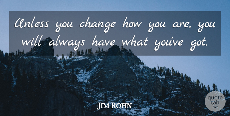 Jim Rohn Quote About Inspirational, Change, Inspiring: Unless You Change How You...