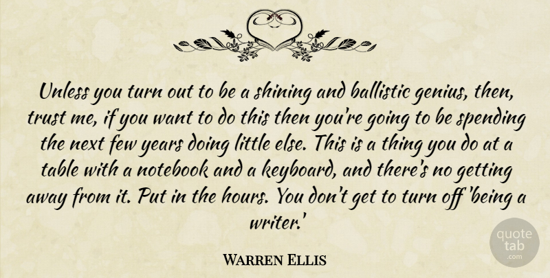 Warren Ellis Quote About Notebook, Years, Shining: Unless You Turn Out To...