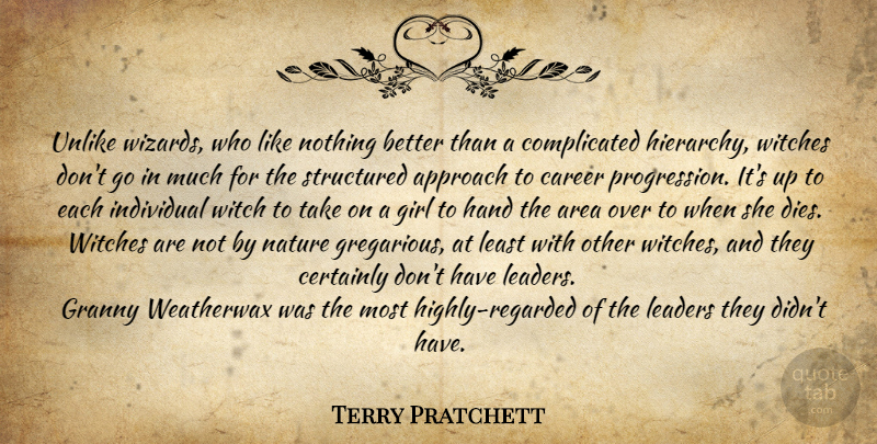 Terry Pratchett Quote About Girl, Hands, Careers: Unlike Wizards Who Like Nothing...