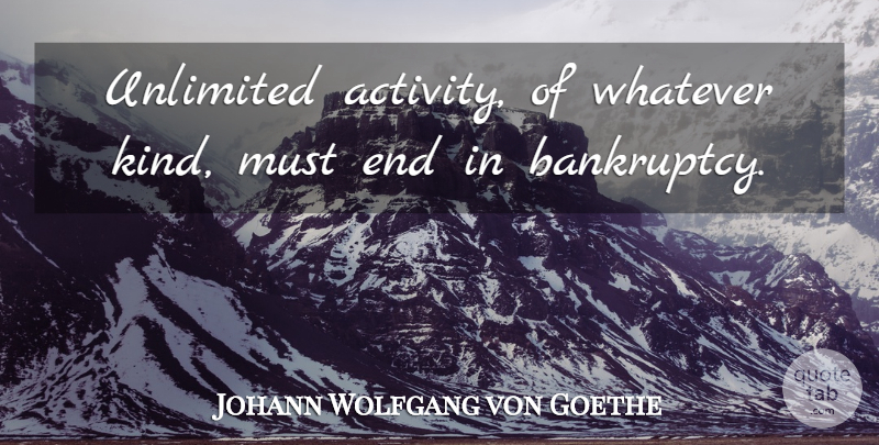 Johann Wolfgang von Goethe Quote About Kind, Moderation, Unlimited: Unlimited Activity Of Whatever Kind...