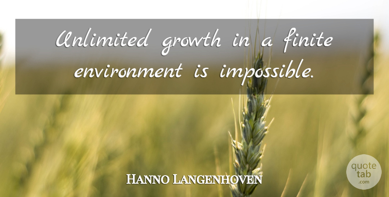 Hanno Langenhoven Quote About Environment, Finite, Growth, Unlimited: Unlimited Growth In A Finite...