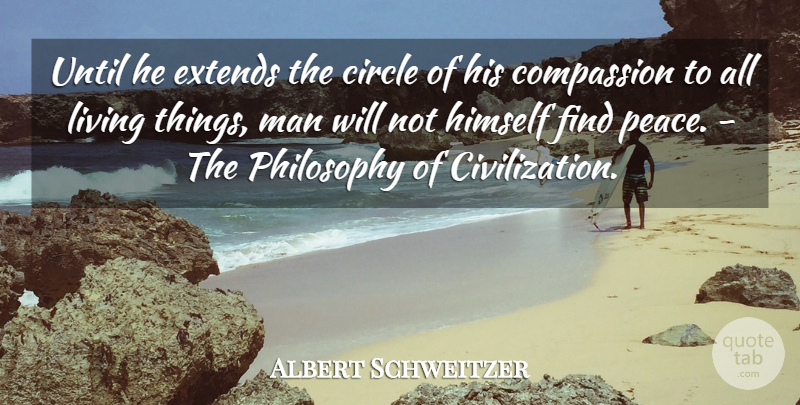 Albert Schweitzer Quote About Circle, Civilization, Compassion, Himself, Living: Until He Extends The Circle...
