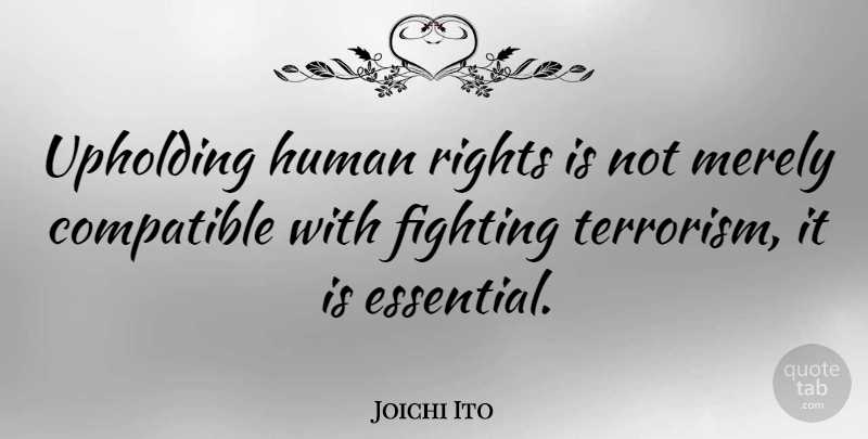 Joichi Ito Quote About Fighting, Rights, Essentials: Upholding Human Rights Is Not...