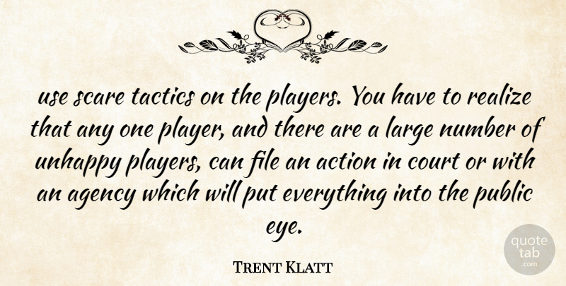Trent Klatt Quote About Action, Agency, Court, File, Large: Use Scare Tactics On The...