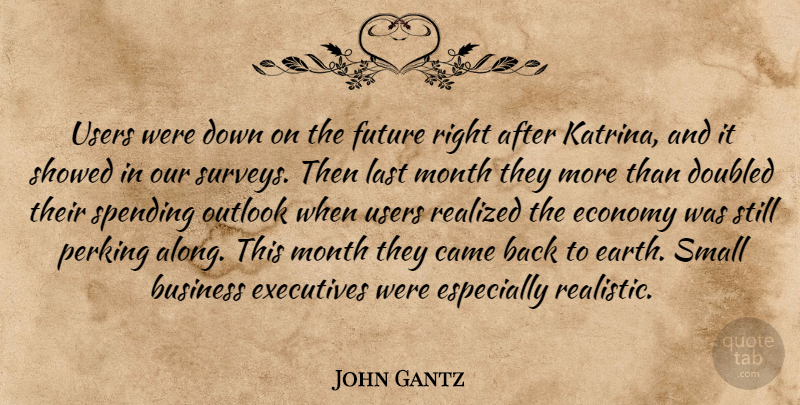 John Gantz Quote About Business, Came, Economy, Executives, Future: Users Were Down On The...