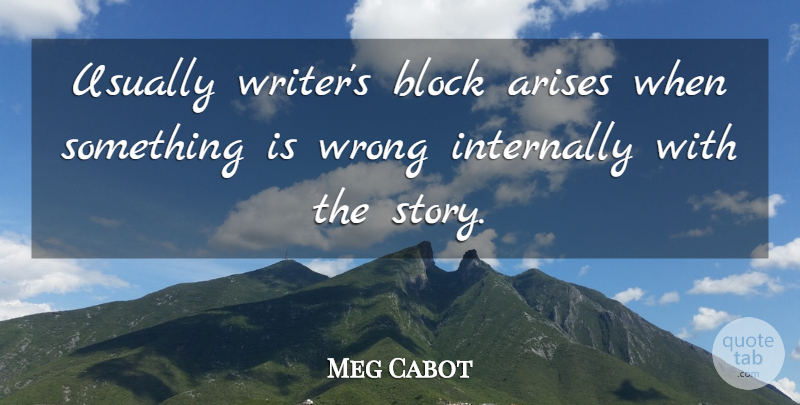 Meg Cabot Quote About Block, Stories, Arise: Usually Writers Block Arises When...