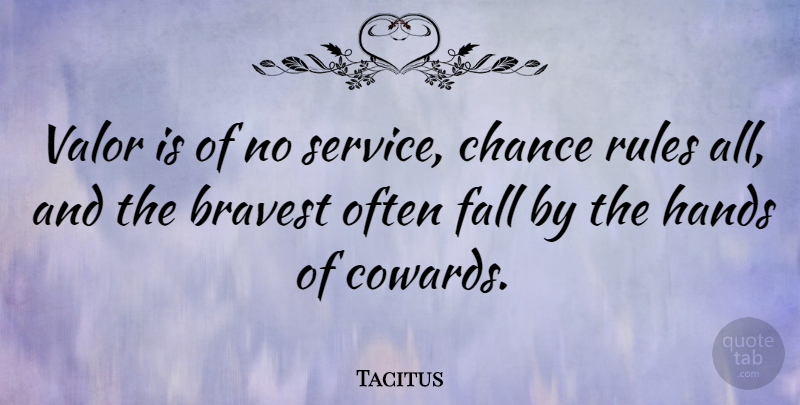 Tacitus Quote About Fall, Hands, Coward: Valor Is Of No Service...