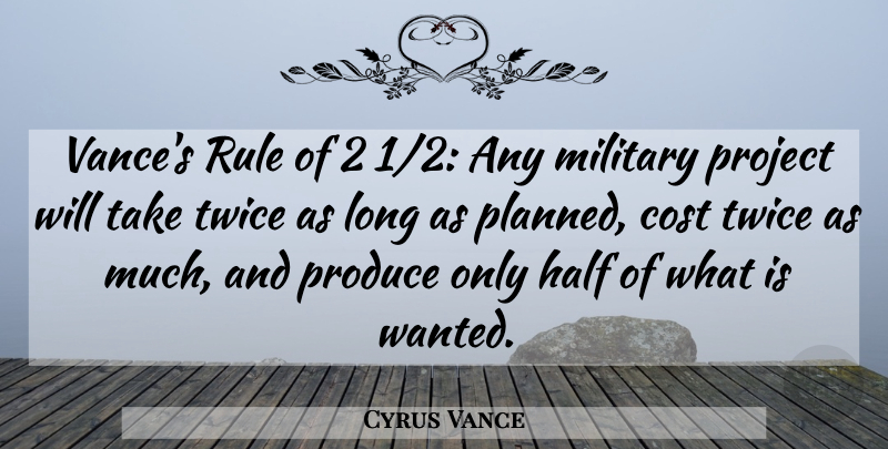 Cyrus Vance Quote About Cost, Half, Military, Produce, Project: Vances Rule Of 2 1...