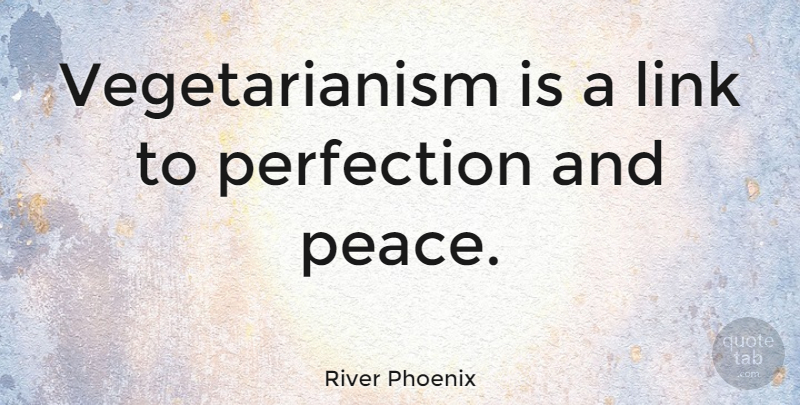 River Phoenix Quote About Vegetarianism, Perfection, Vivisection: Vegetarianism Is A Link To...