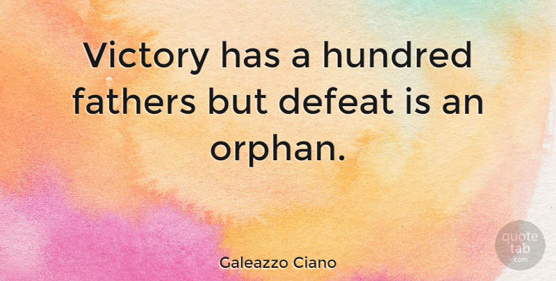 Galeazzo Ciano Quote About Fathers, Hundred: Victory Has A Hundred Fathers...