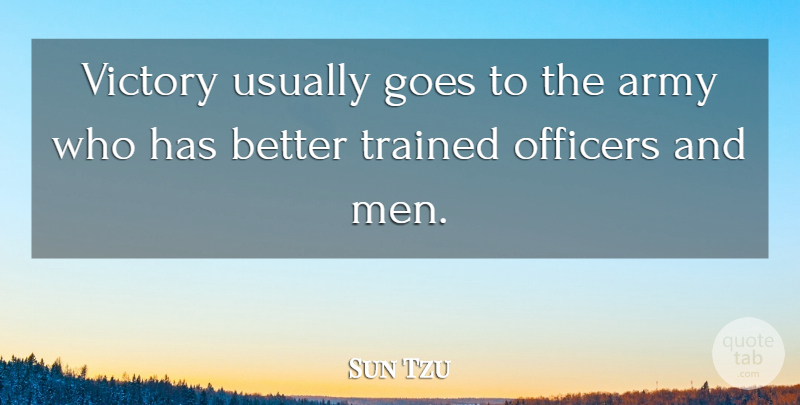 Sun Tzu Quote About Goes, Men, Officers, Trained: Victory Usually Goes To The...
