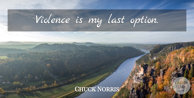 Chuck Norris Quote About Hipster, Violence, Lasts: Violence Is My Last Option...