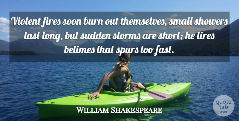 William Shakespeare Quote About Fire, Long, Storm: Violent Fires Soon Burn Out...