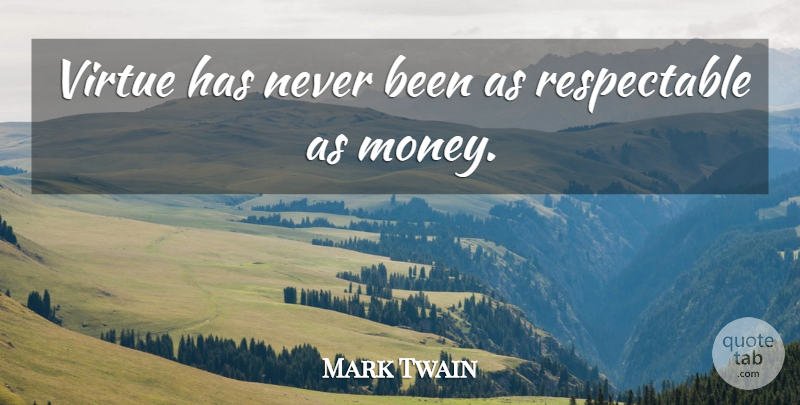 Mark Twain Quote About Virtue, Respectable: Virtue Has Never Been As...