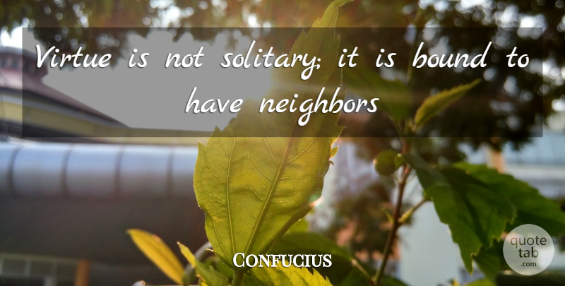 Confucius Quote About Love, Inspirational, Funny: Virtue Is Not Solitary It...