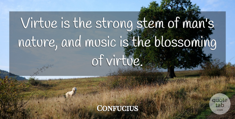Confucius Quote About Blossoming, Music, Stem, Strong, Virtue: Virtue Is The Strong Stem...