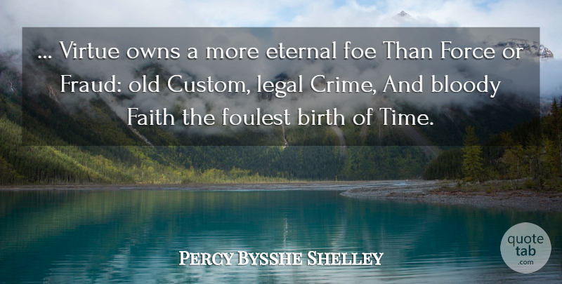 Percy Bysshe Shelley Quote About Birth, Virtue, Crime: Virtue Owns A More Eternal...
