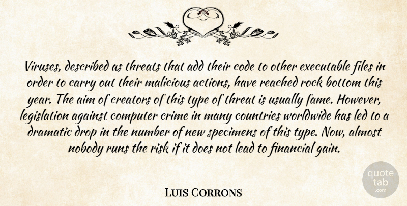 Luis Corrons Quote About Add, Against, Aim, Almost, Bottom: Viruses Described As Threats That...