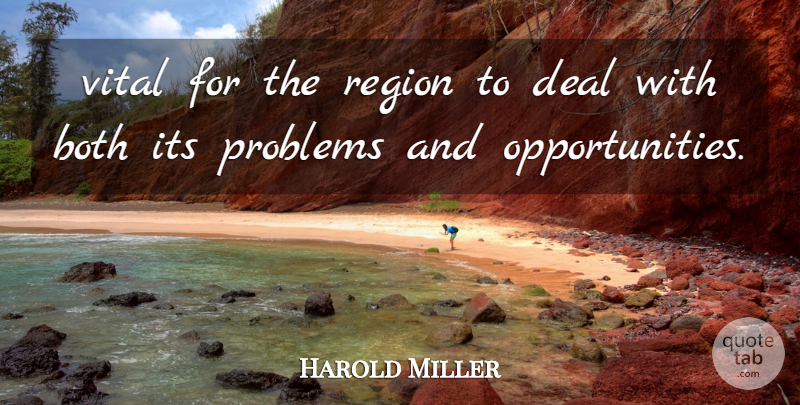 Harold Miller Quote About Both, Deal, Problems, Region, Vital: Vital For The Region To...