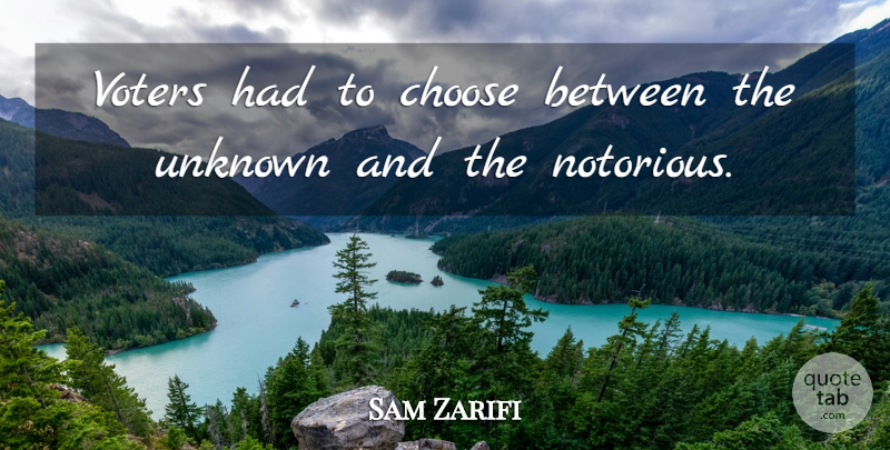 Sam Zarifi Quote About Choose, Unknown, Voters: Voters Had To Choose Between...
