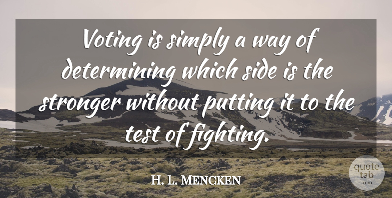 H. L. Mencken Quote About Fighting, Voting, Stronger: Voting Is Simply A Way...