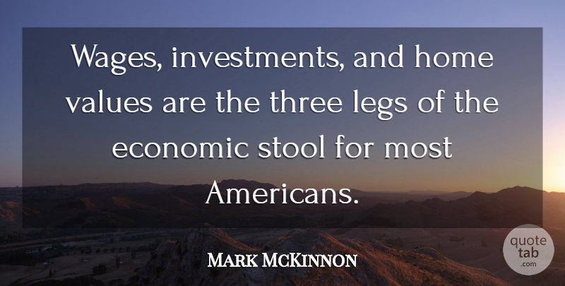 Mark McKinnon Quote About Home, Legs, Stool, Three: Wages Investments And Home Values...