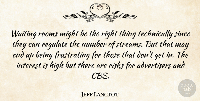Jeff Lanctot Quote About High, Interest, Might, Number, Regulate: Waiting Rooms Might Be The...