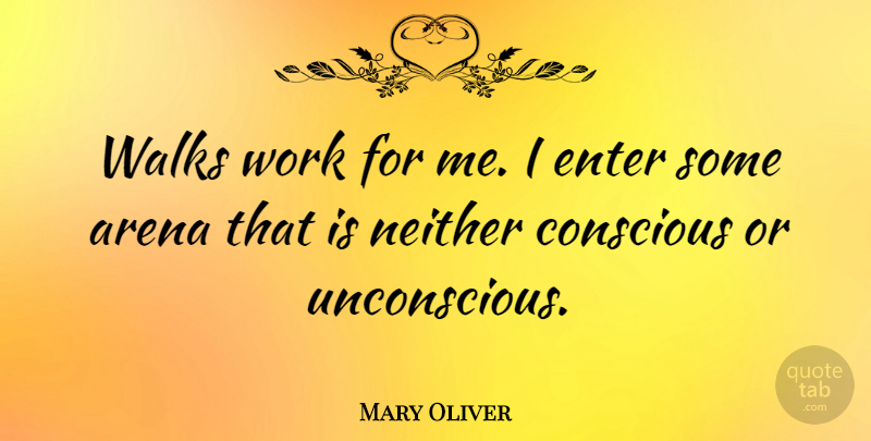 Mary Oliver Quote About Arena, Conscious, Walks: Walks Work For Me I...