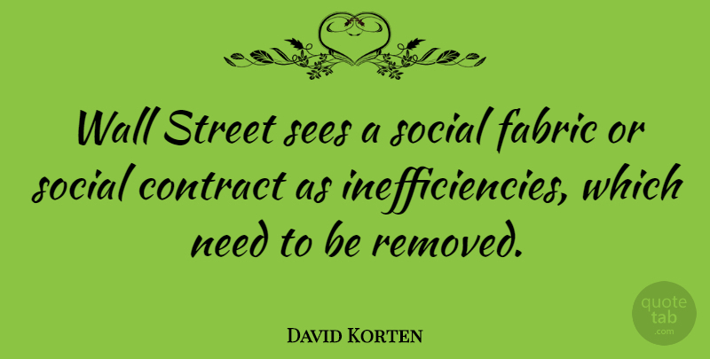 David Korten Quote About Wall, Needs, Fabric: Wall Street Sees A Social...