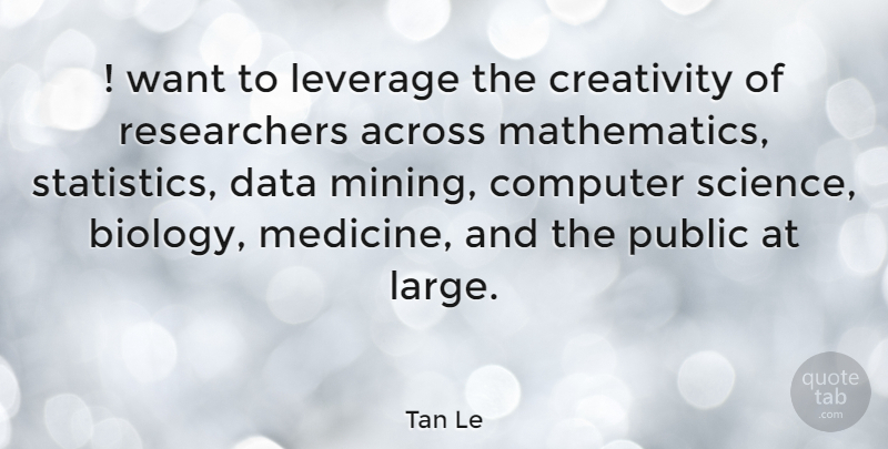 Tan Le Quote About Across, Computer, Creativity, Data, Leverage: Want To Leverage The Creativity...