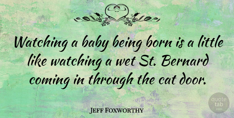 Jeff Foxworthy Quote About Funny, Baby, Dog: Watching A Baby Being Born...