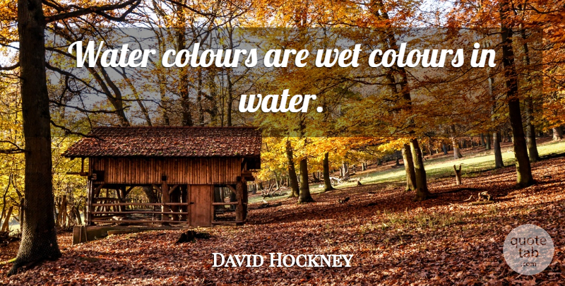 David Hockney Quote About Water, Colour, Wet: Water Colours Are Wet Colours...