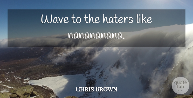 Chris Brown Quote About Hate, Wave, I Hate You: Wave To The Haters Like...