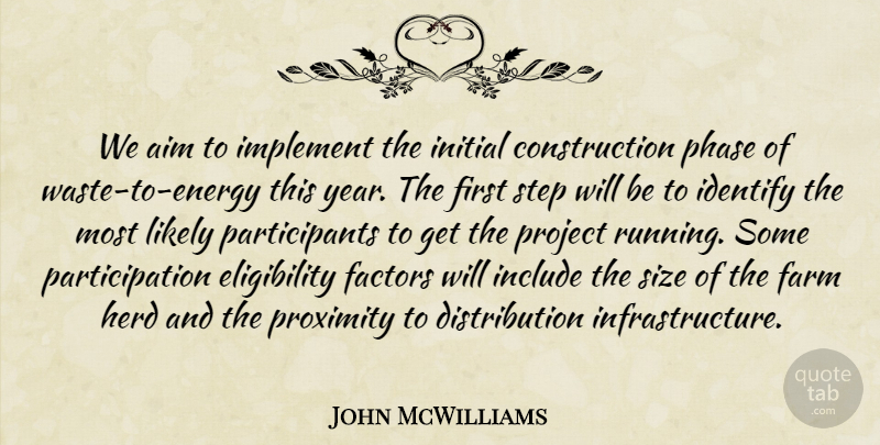 John McWilliams Quote About Aim, Factors, Farm, Herd, Identify: We Aim To Implement The...