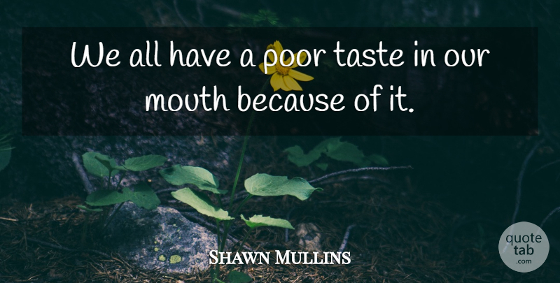 Shawn Mullins Quote About Mouth, Poor, Taste: We All Have A Poor...