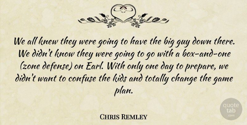 Chris Remley Quote About Change, Confuse, Game, Guy, Kids: We All Knew They Were...