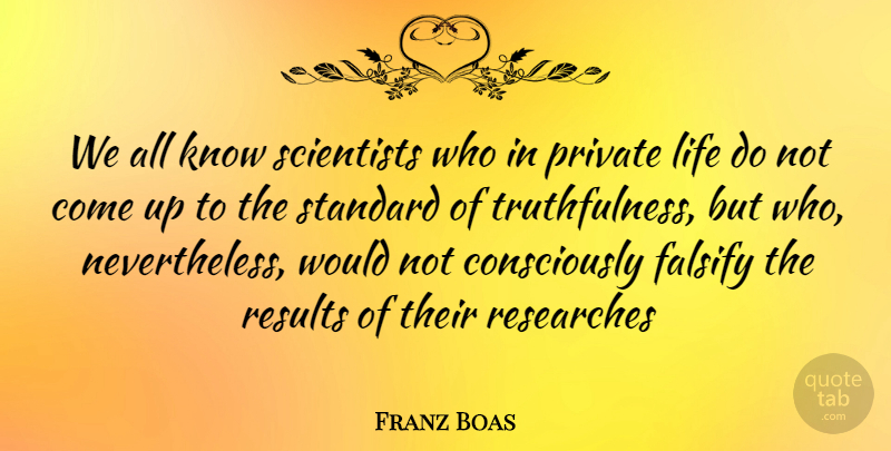 Franz Boas Quote About Research, Scientist, Results: We All Know Scientists Who...