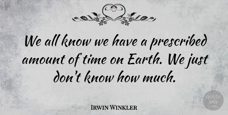 Irwin Winkler Quote About Prescribed, Time: We All Know We Have...