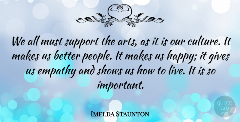 Imelda Staunton Quote About Empathy, Gives, Shows: We All Must Support The...