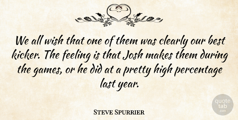 Steve Spurrier Quote About Best, Clearly, Feeling, High, Josh: We All Wish That One...