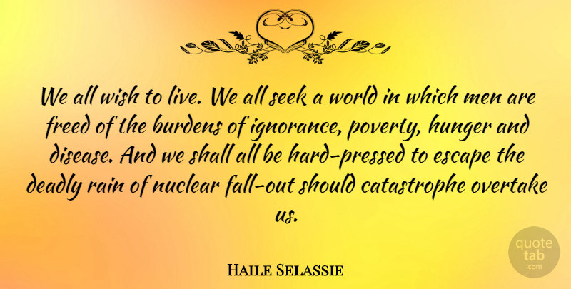 Haile Selassie Quote About Fall, Rain, Ignorance: We All Wish To Live...