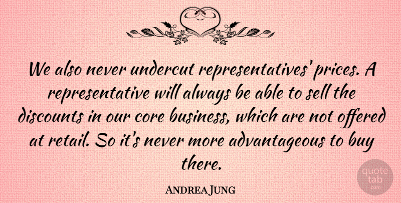 Andrea Jung Quote About Able, Retail, Discounts: We Also Never Undercut Representatives...
