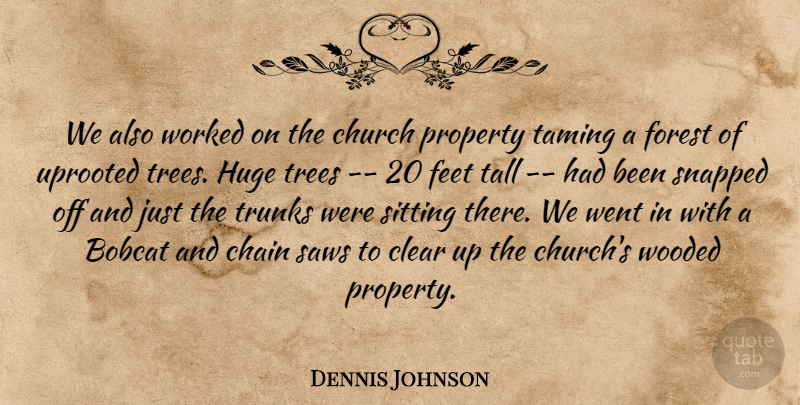 Dennis Johnson Quote About Chain, Church, Clear, Feet, Forest: We Also Worked On The...